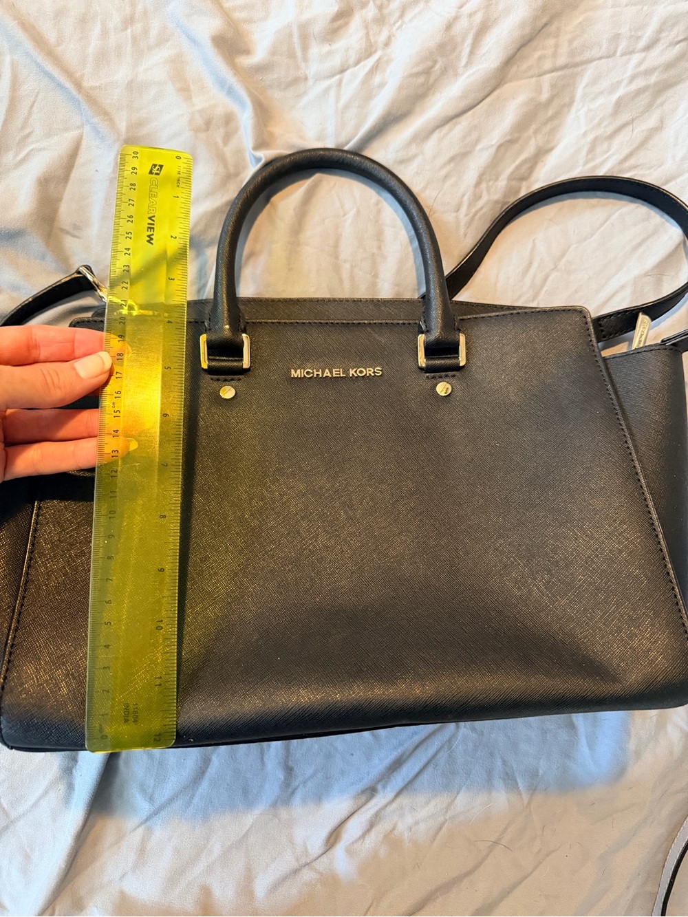 Michael Kors Black Saffiano Leather Tote with Gold Hardware - Picture 4 of 10